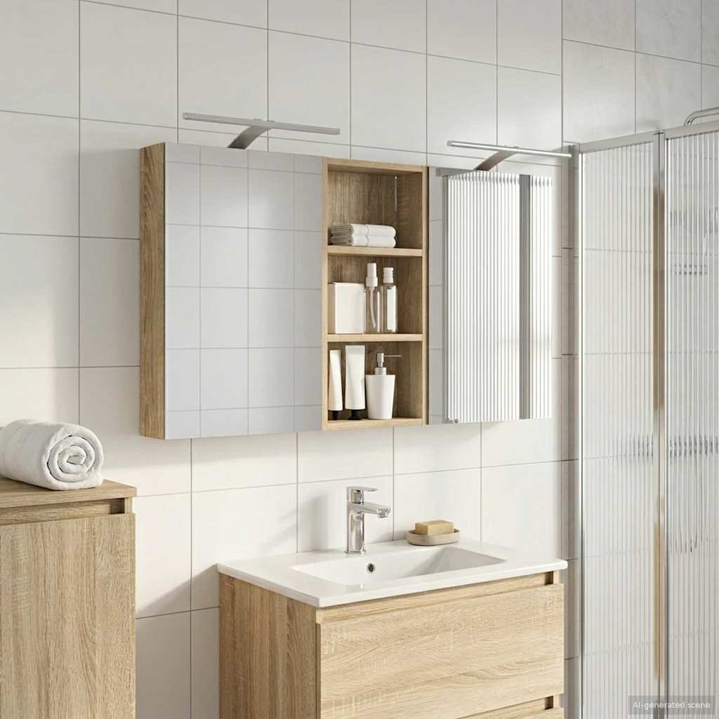 Badezimmerschrank-Set 3 pcs 110 x 10,5 x 60,5 cm Holzwerkstoff