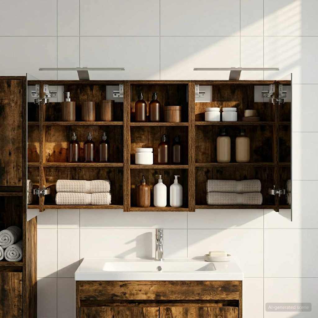 Badezimmerschrank-Set 3 pcs 110 x 10,5 x 60,5 cm Holzwerkstoff