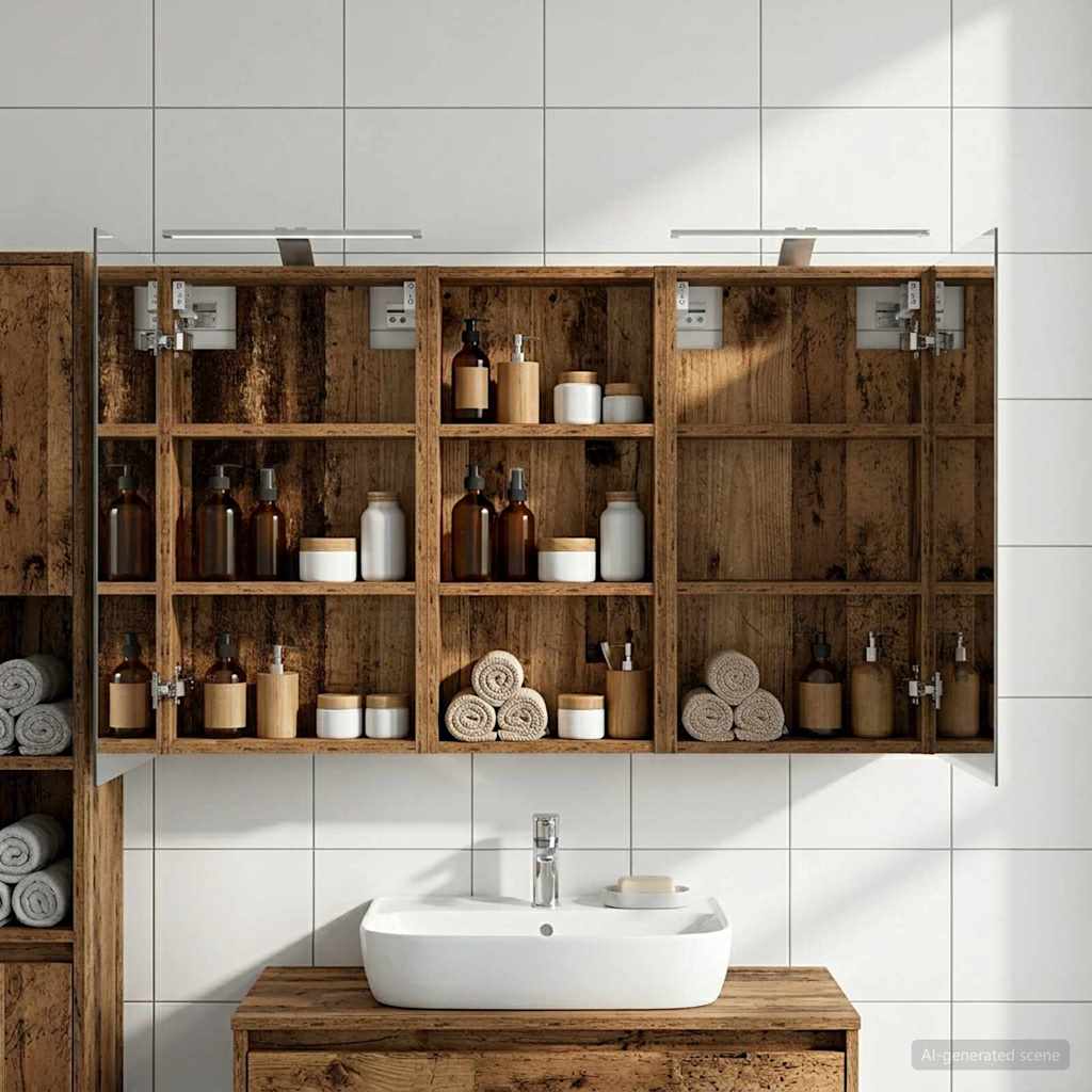 Badezimmerschrank-Set 3 pcs 110 x 10,5 x 60,5 cm Holzwerkstoff