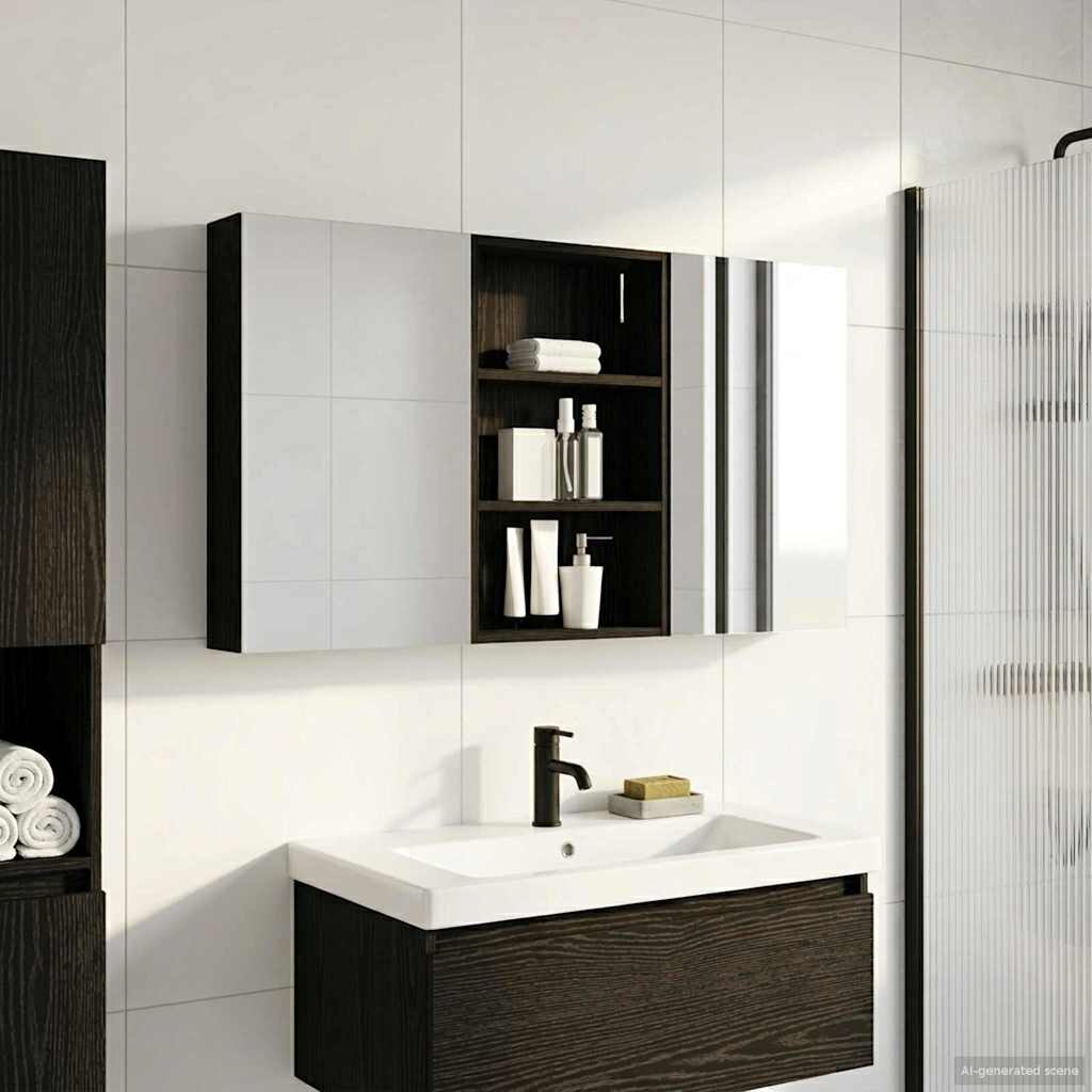 Badezimmerschrank-Set 3 pcs 120 x 10,5 x 60,5 cm Holzwerkstoff