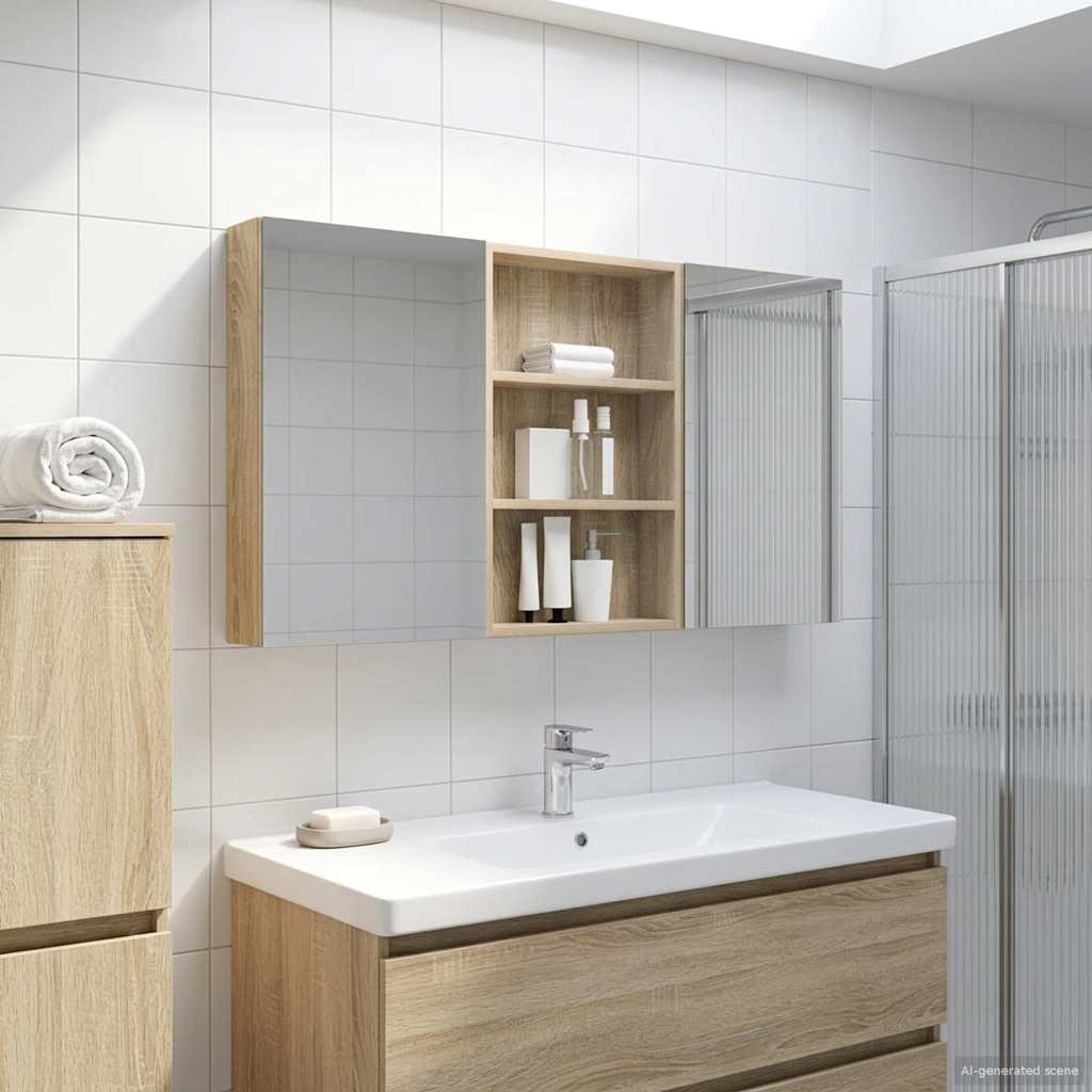 Badezimmerschrank-Set 3 pcs 120 x 10,5 x 60,5 cm Holzwerkstoff