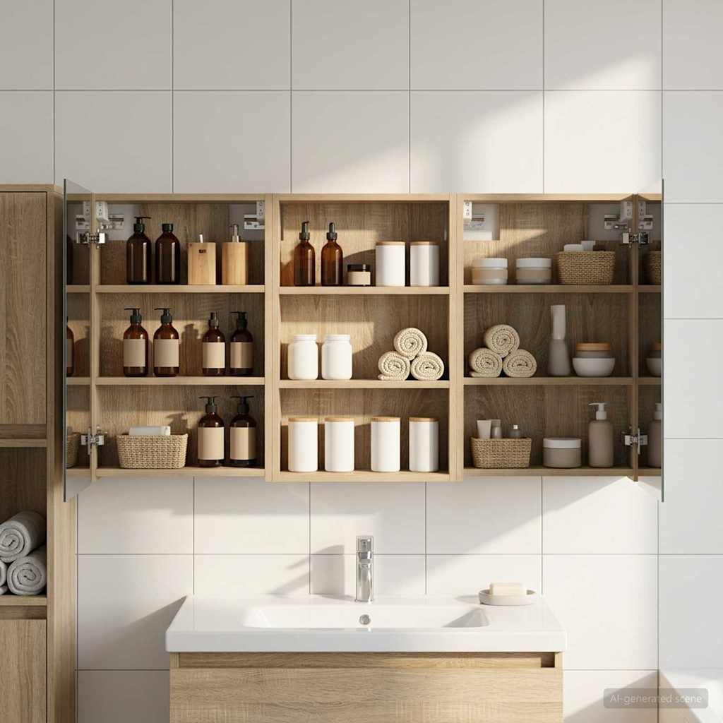 Badezimmerschrank-Set 3 pcs 120 x 10,5 x 60,5 cm Holzwerkstoff