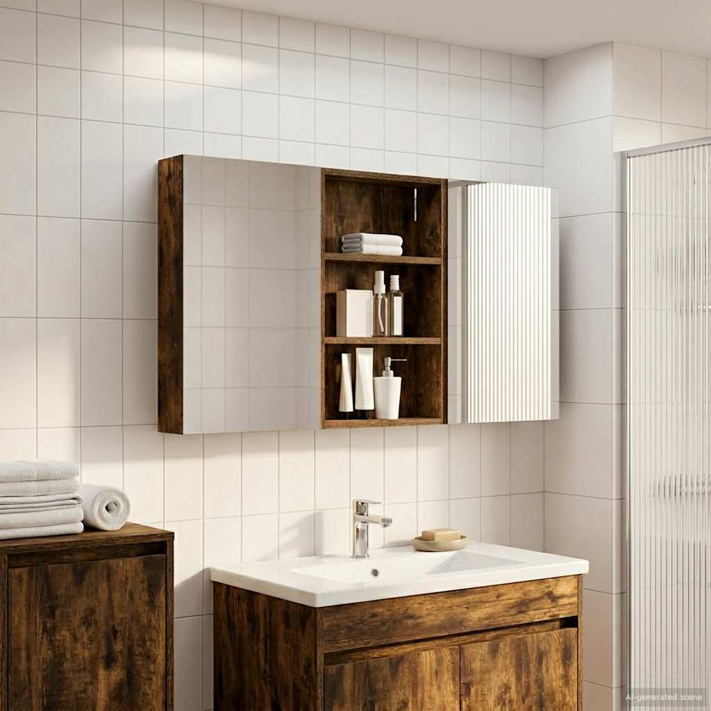 Badezimmerschrank-Set 3 pcs 120 x 10,5 x 60,5 cm Holzwerkstoff