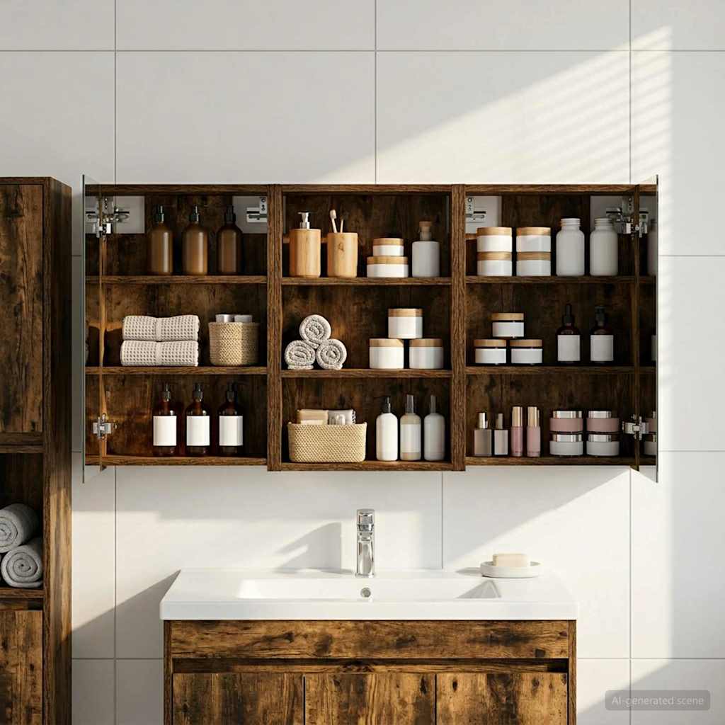 Badezimmerschrank-Set 3 pcs 120 x 10,5 x 60,5 cm Holzwerkstoff