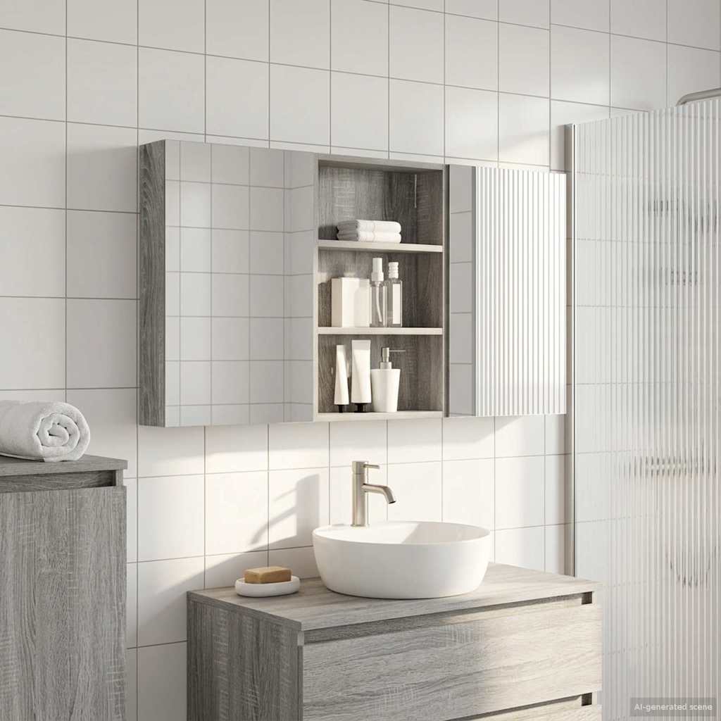 Badezimmerschrank-Set 3 pcs 120 x 10,5 x 60,5 cm Holzwerkstoff