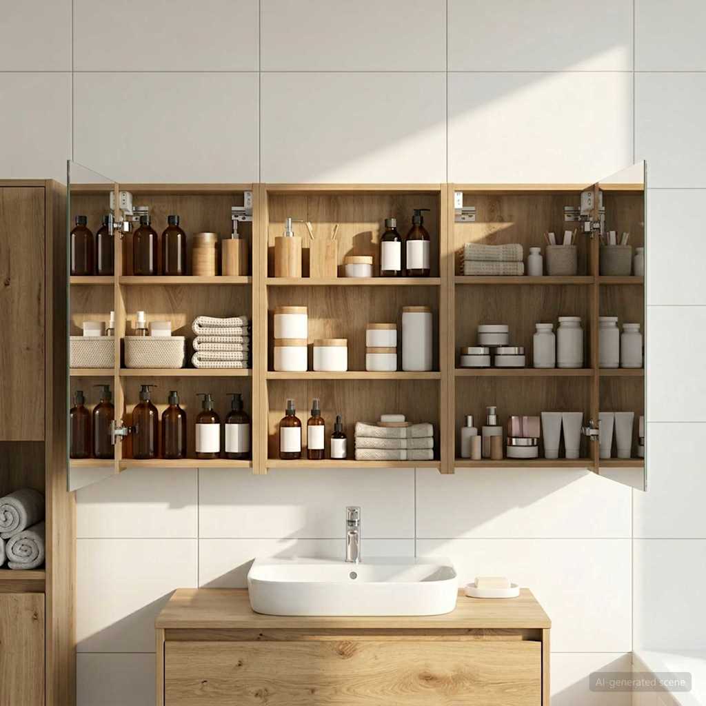 Badezimmerschrank-Set 3 pcs 120 x 10,5 x 60,5 cm Holzwerkstoff