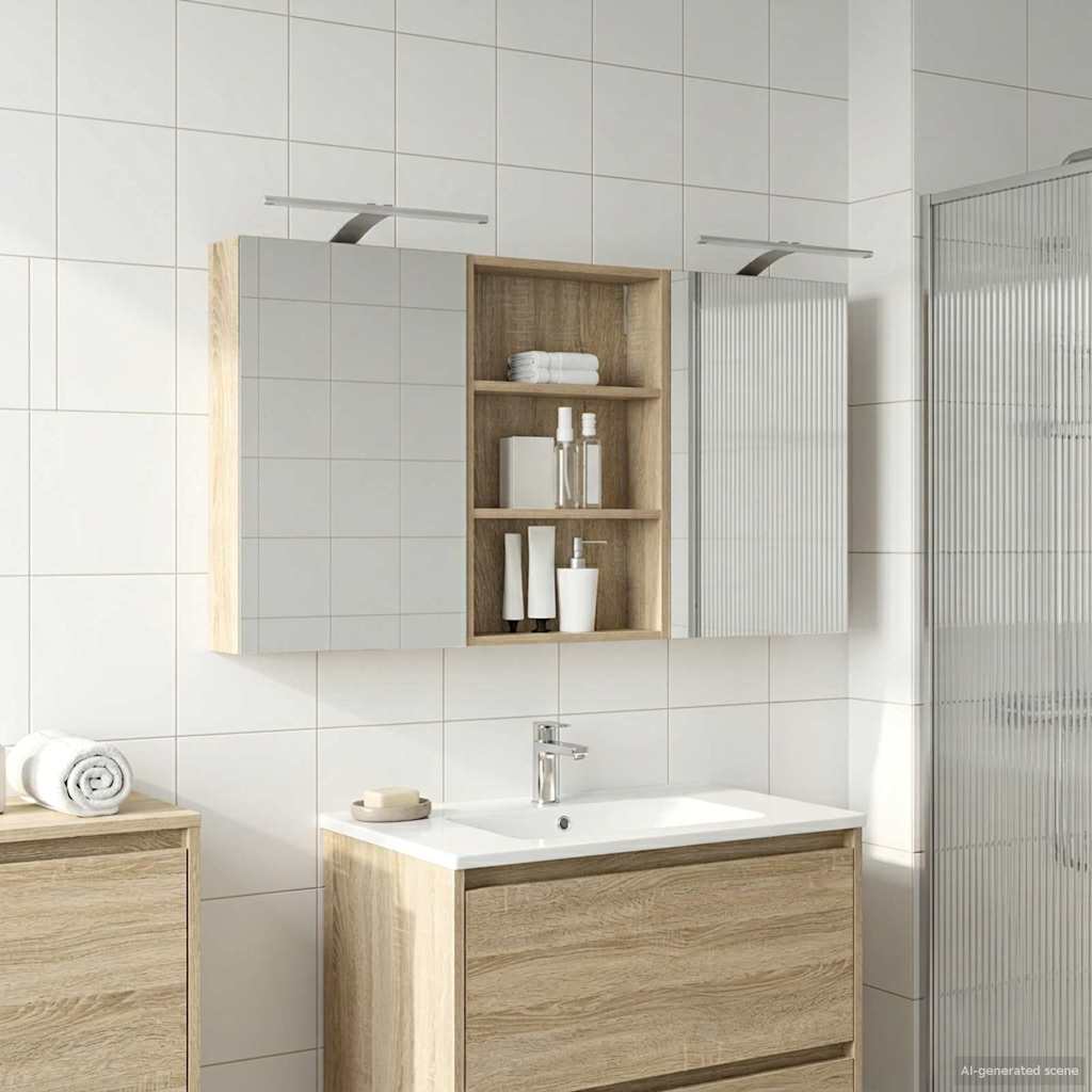 Badezimmerschrank-Set 3 pcs 120 x 10,5 x 60,5 cm Holzwerkstoff