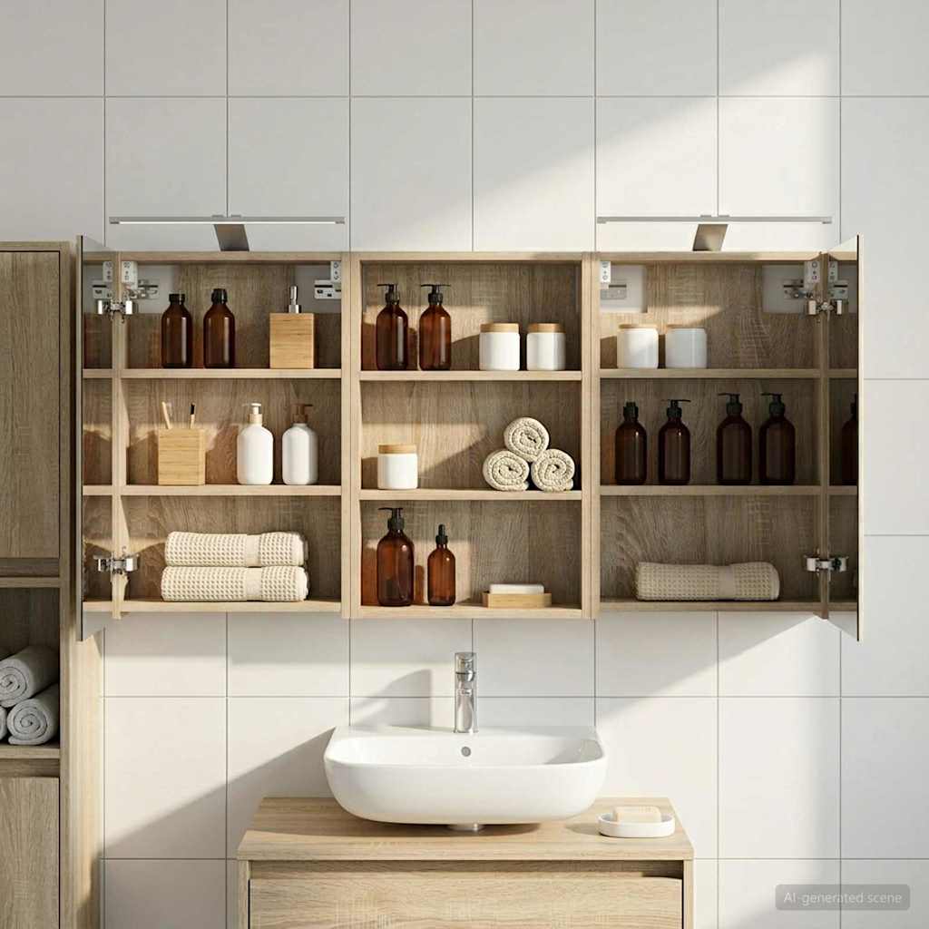 Badezimmerschrank-Set 3 pcs 120 x 10,5 x 60,5 cm Holzwerkstoff