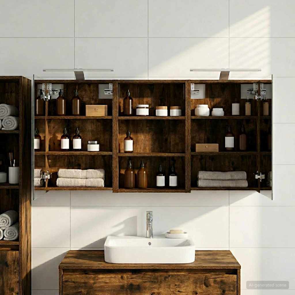 Badezimmerschrank-Set 3 pcs 120 x 10,5 x 60,5 cm Holzwerkstoff