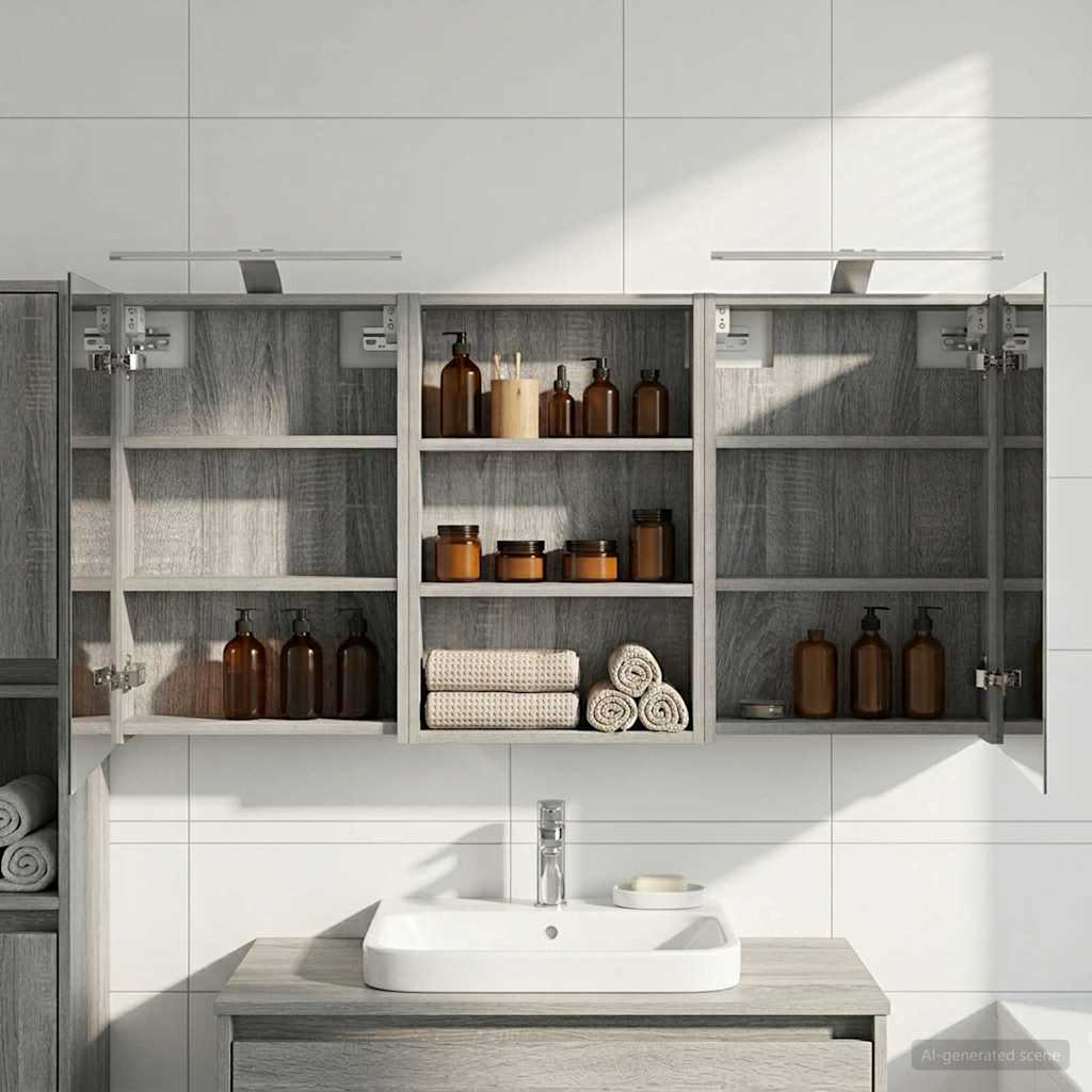 Badezimmerschrank-Set 3 pcs 120 x 10,5 x 60,5 cm Holzwerkstoff