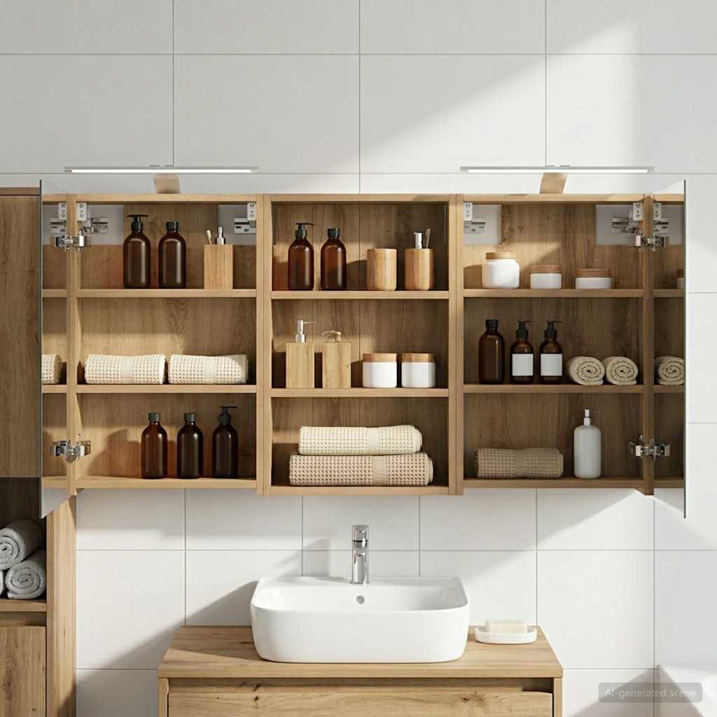 Badezimmerschrank-Set 3 pcs 120 x 10,5 x 60,5 cm Holzwerkstoff