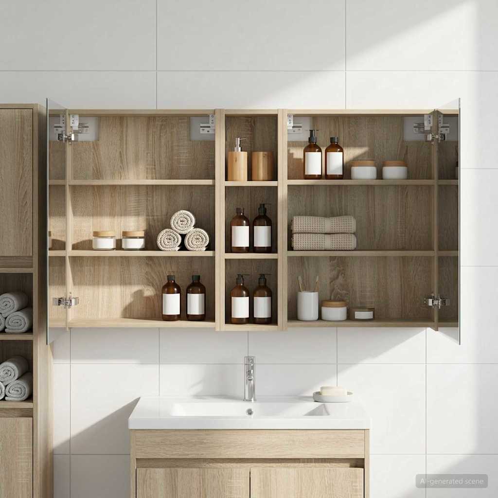 Badezimmerschrank-Set 3 pcs 120 x 14,5 x 70 cm Holzwerkstoff