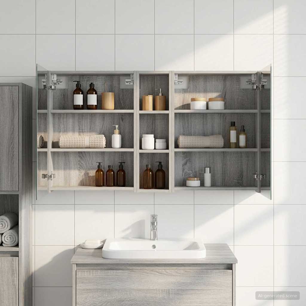 Badezimmerschrank-Set 3 pcs 120 x 14,5 x 70 cm Holzwerkstoff
