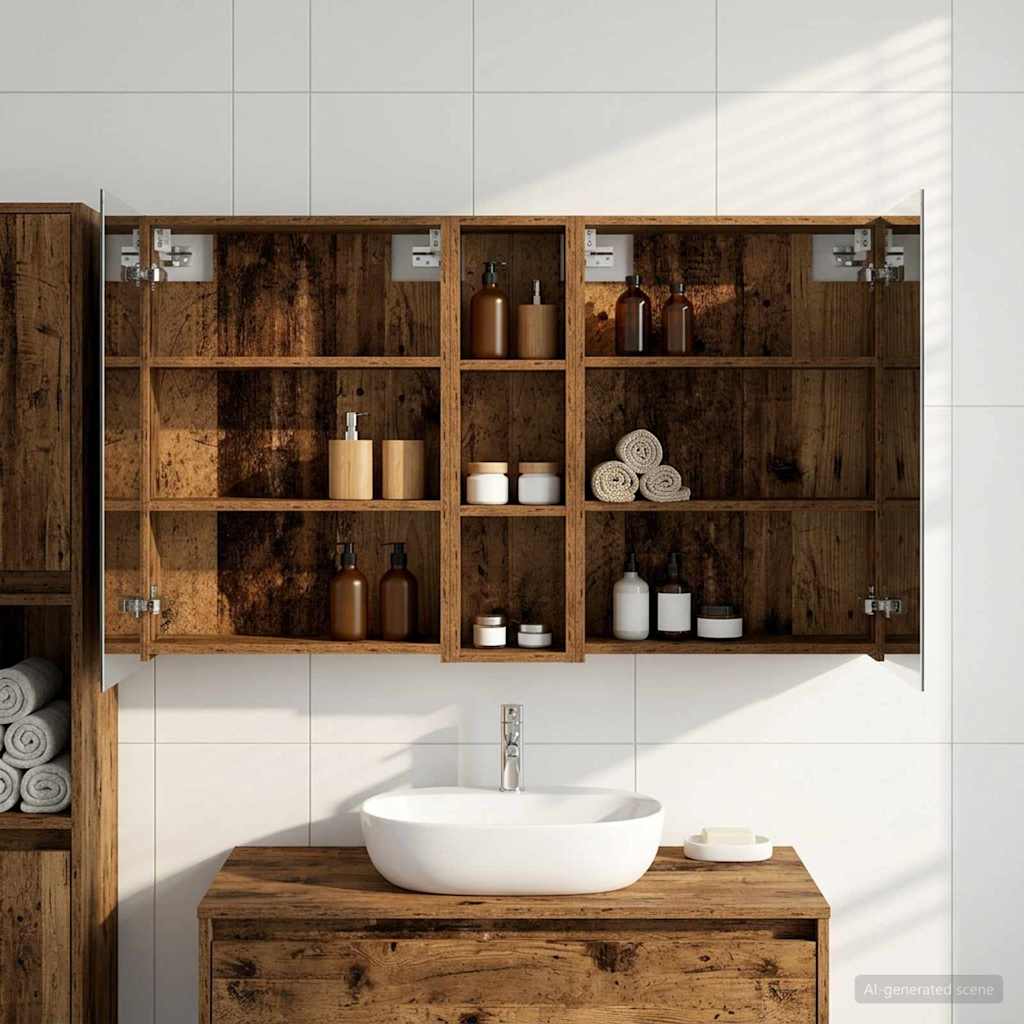 Badezimmerschrank-Set 3 pcs 120 x 14,5 x 70 cm Holzwerkstoff
