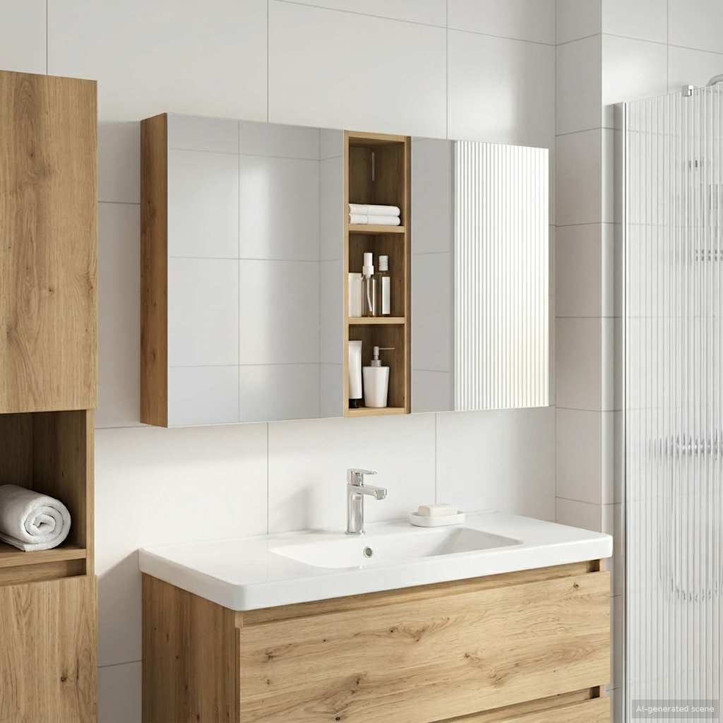 Badezimmerschrank-Set 3 pcs 120 x 14,5 x 70 cm Holzwerkstoff