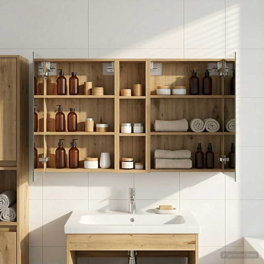 Badezimmerschrank-Set 3 pcs 120 x 14,5 x 70 cm Holzwerkstoff