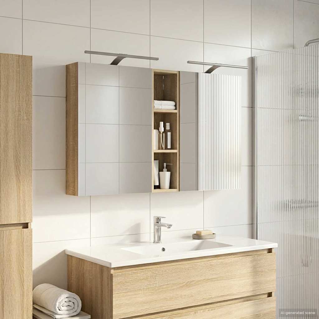 Badezimmerschrank-Set 3 pcs 120 x 14,5 x 70 cm Holzwerkstoff