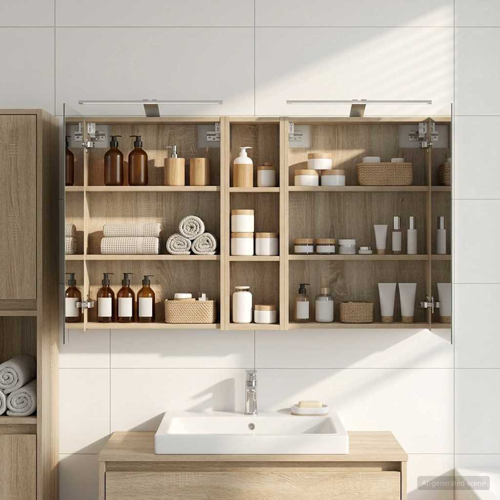 Badezimmerschrank-Set 3 pcs 120 x 14,5 x 70 cm Holzwerkstoff