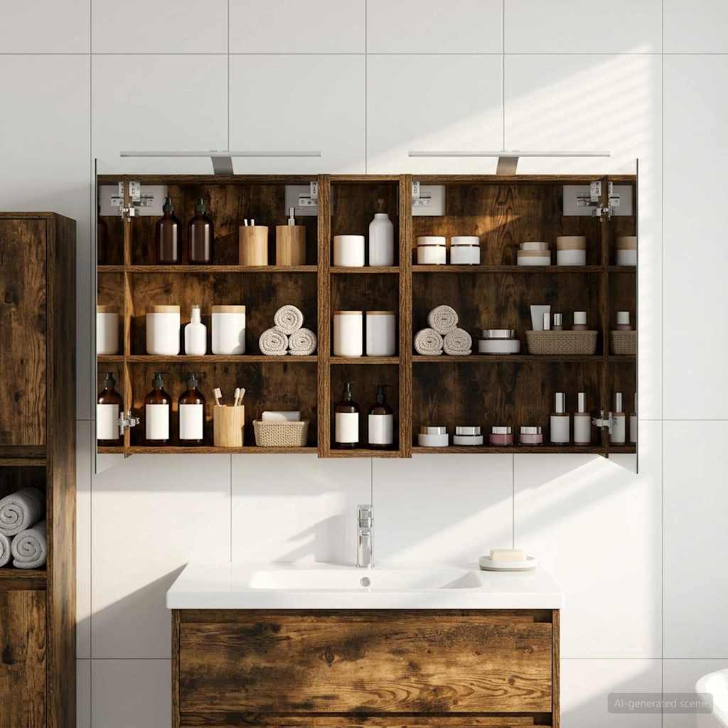 Badezimmerschrank-Set 3 pcs 120 x 14,5 x 70 cm Holzwerkstoff