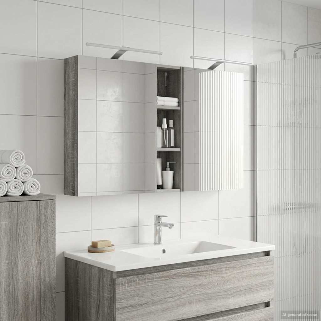 Badezimmerschrank-Set 3 pcs 120 x 14,5 x 70 cm Holzwerkstoff