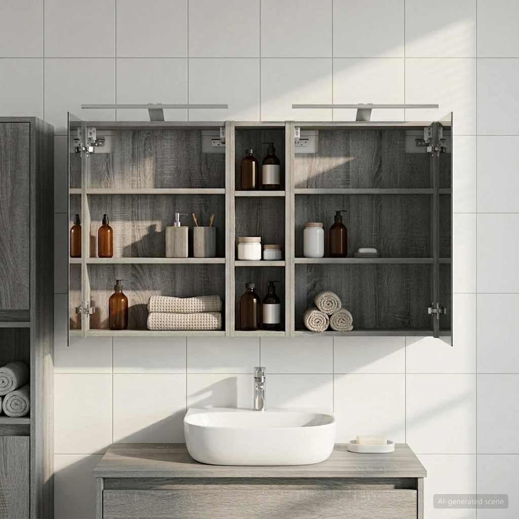 Badezimmerschrank-Set 3 pcs 120 x 14,5 x 70 cm Holzwerkstoff