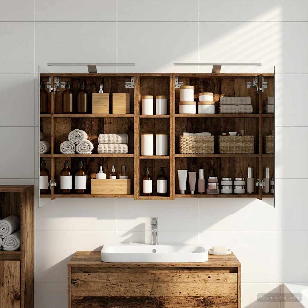 Badezimmerschrank-Set 3 pcs 120 x 14,5 x 70 cm Holzwerkstoff
