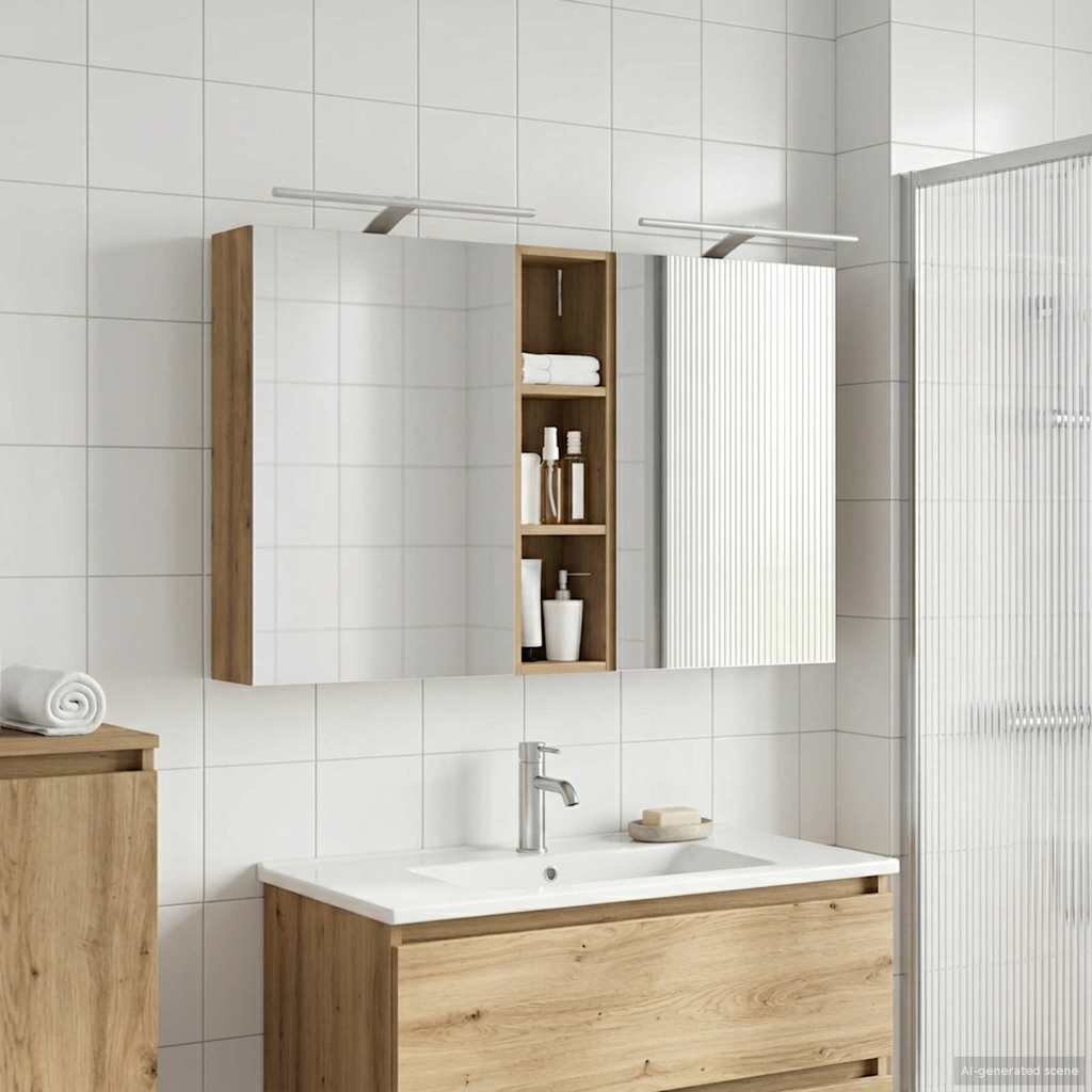 Badezimmerschrank-Set 3 pcs 120 x 14,5 x 70 cm Holzwerkstoff
