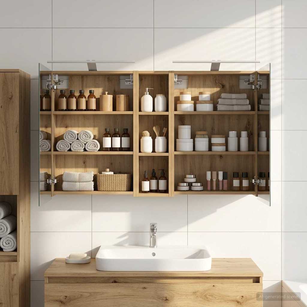 Badezimmerschrank-Set 3 pcs 120 x 14,5 x 70 cm Holzwerkstoff