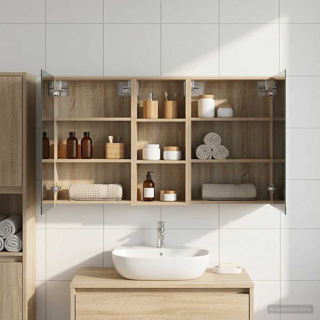 Badezimmerschrank-Set 3 pcs 130 x 14,5 x 70 cm Holzwerkstoff