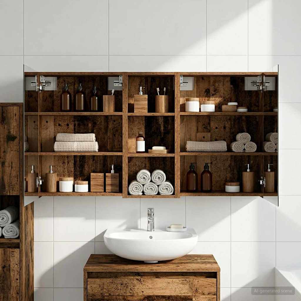 Badezimmerschrank-Set 3 pcs 130 x 14,5 x 70 cm Holzwerkstoff