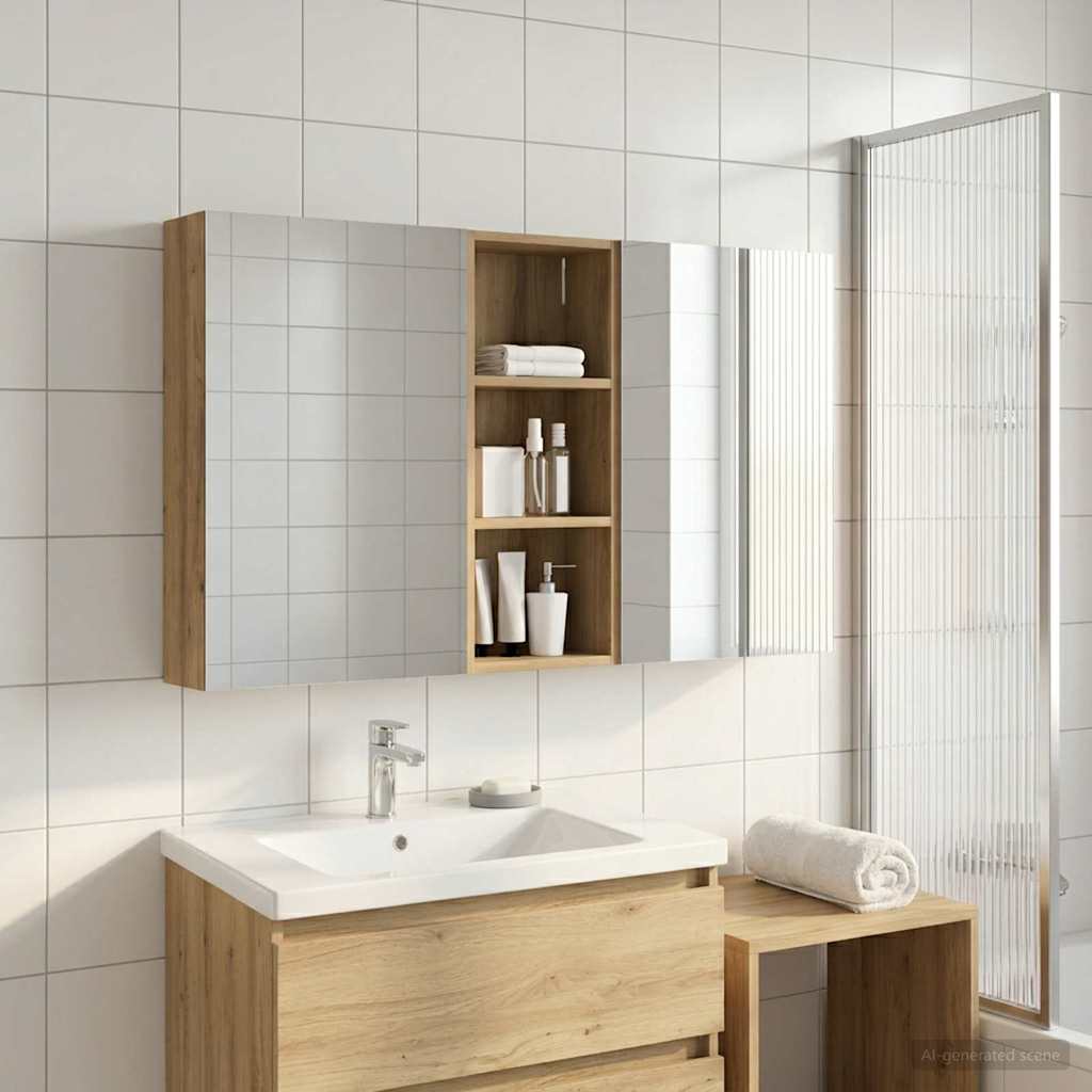 Badezimmerschrank-Set 3 pcs 130 x 14,5 x 70 cm Holzwerkstoff