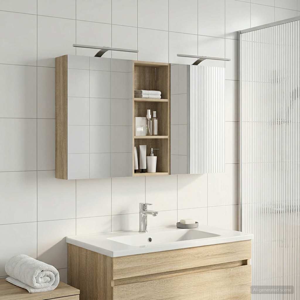 Badezimmerschrank-Set 3 pcs 130 x 14,5 x 70 cm Holzwerkstoff