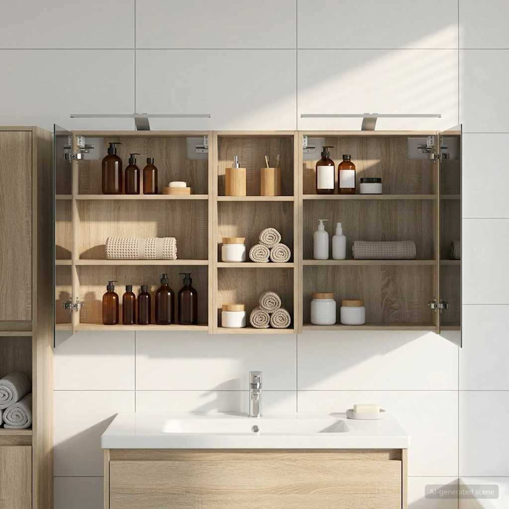 Badezimmerschrank-Set 3 pcs 130 x 14,5 x 70 cm Holzwerkstoff