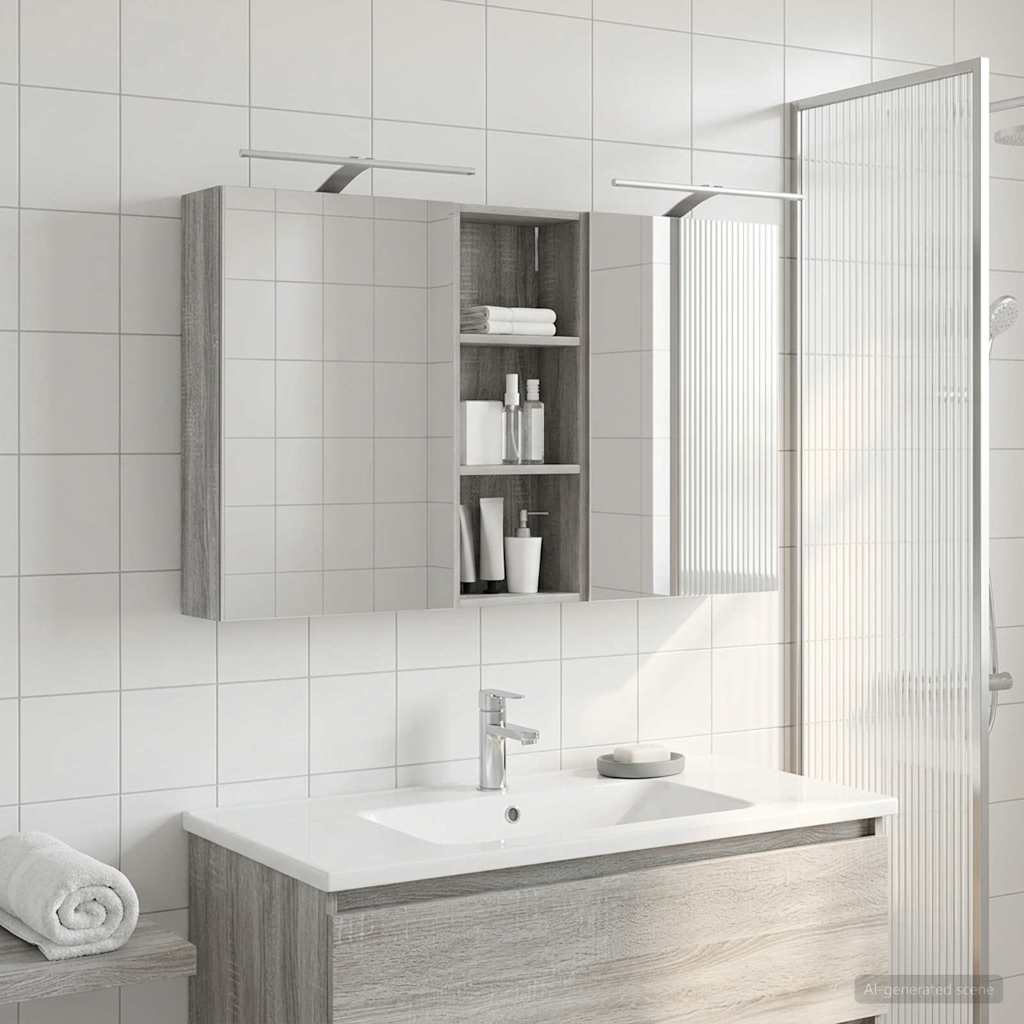 Badezimmerschrank-Set 3 pcs 130 x 14,5 x 70 cm Holzwerkstoff