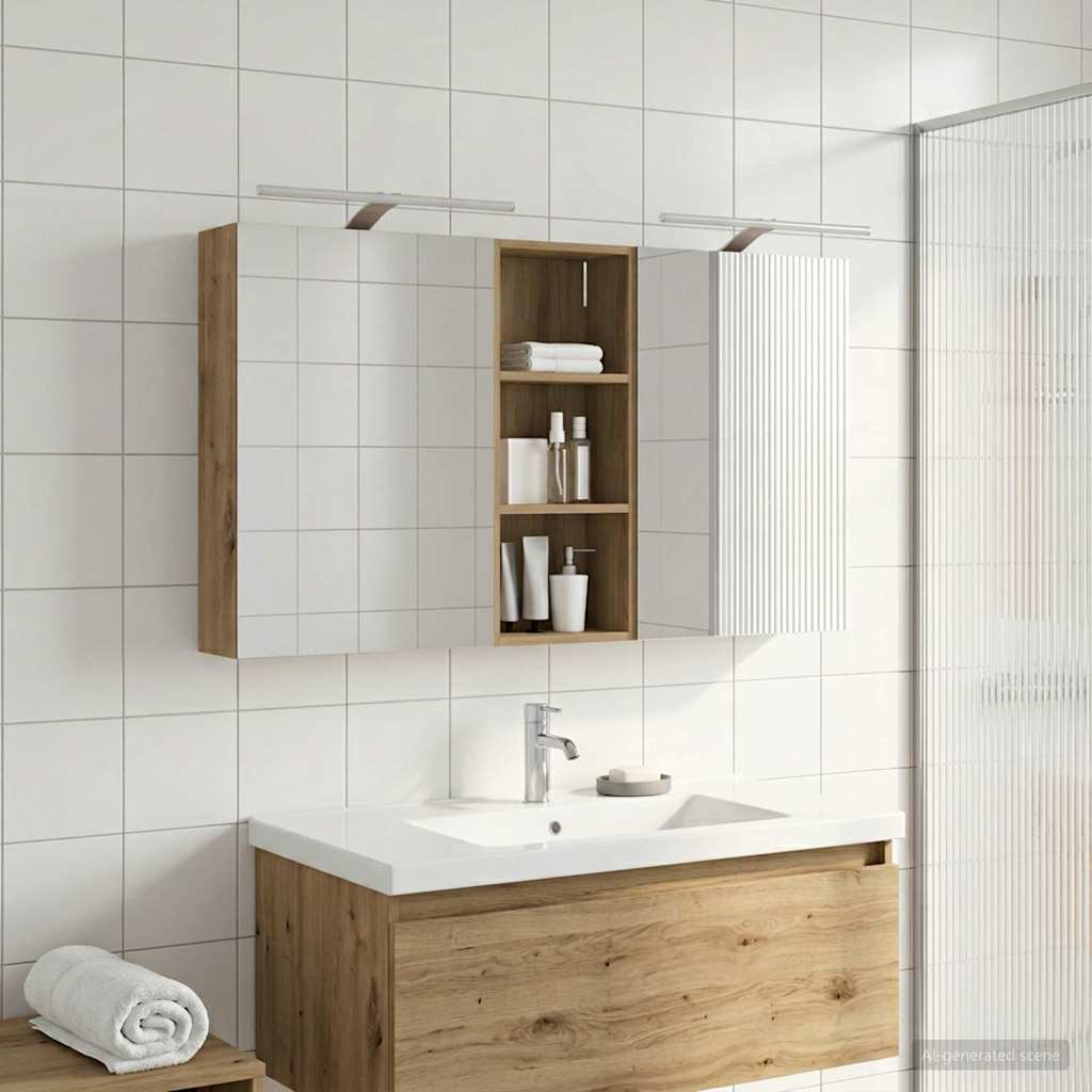 Badezimmerschrank-Set 3 pcs 130 x 14,5 x 70 cm Holzwerkstoff