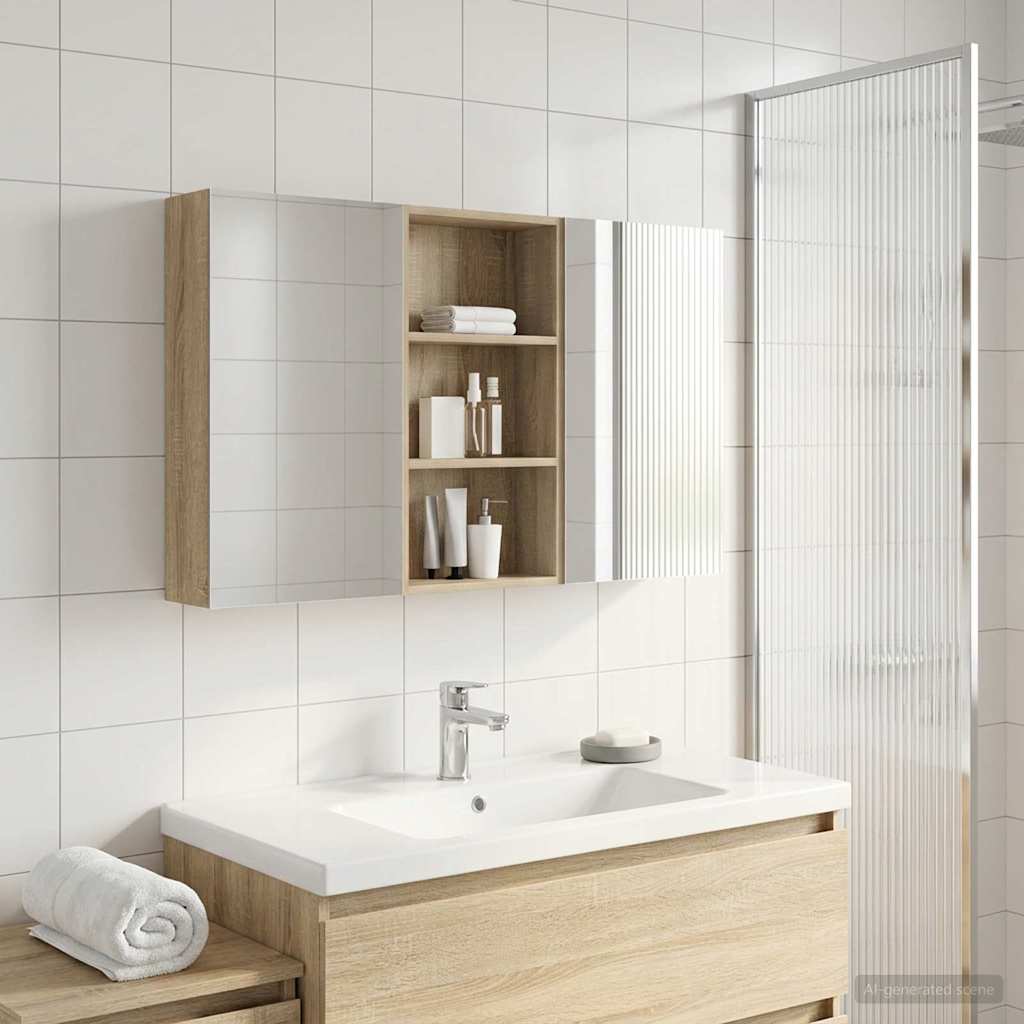 Badezimmerschrank-Set 3 pcs 140 x 14,5 x 70 cm Holzwerkstoff