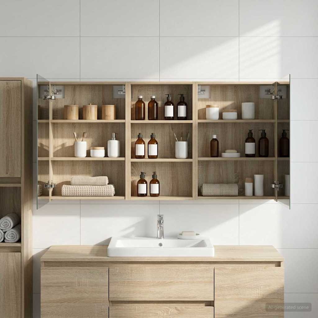 Badezimmerschrank-Set 3 pcs 140 x 14,5 x 70 cm Holzwerkstoff