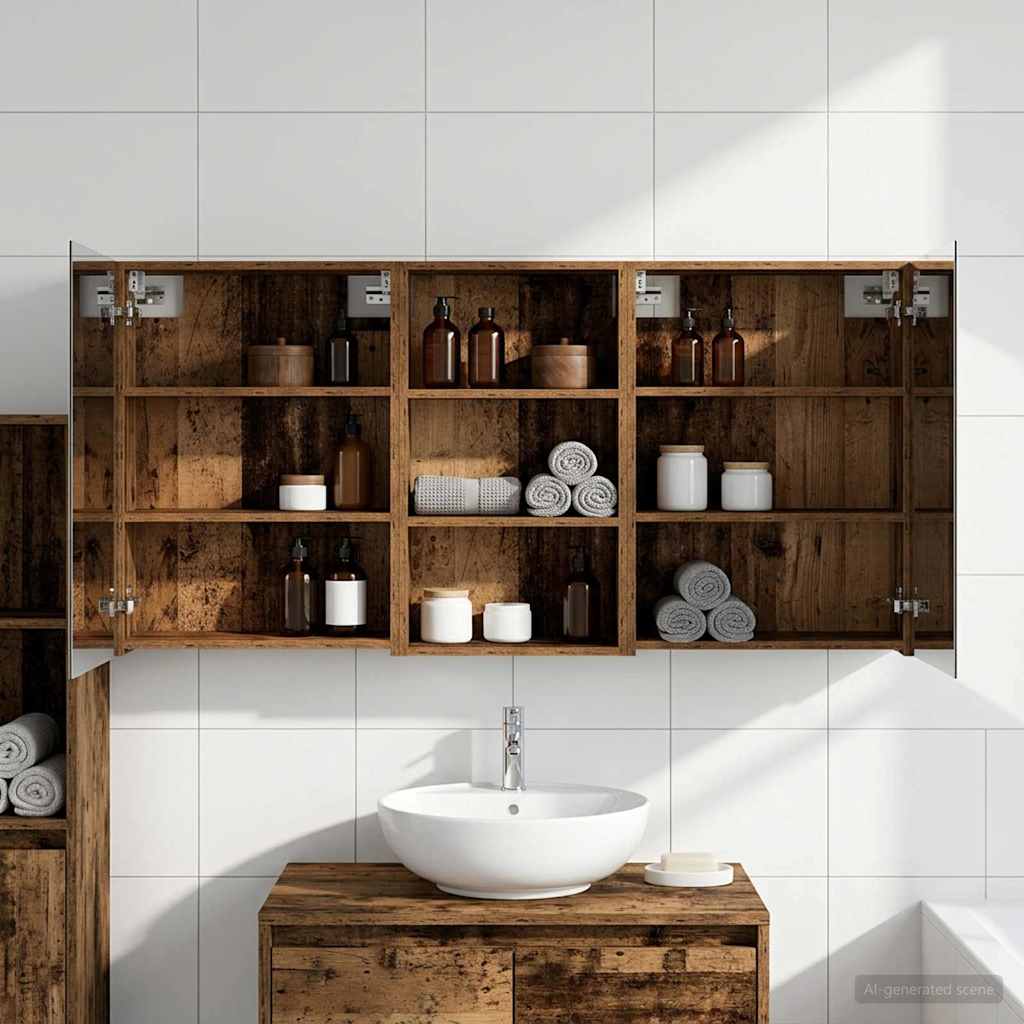Badezimmerschrank-Set 3 pcs 140 x 14,5 x 70 cm Holzwerkstoff