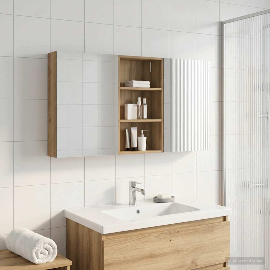 Badezimmerschrank-Set 3 pcs 140 x 14,5 x 70 cm Holzwerkstoff