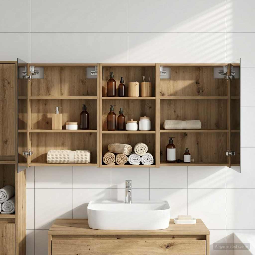 Badezimmerschrank-Set 3 pcs 140 x 14,5 x 70 cm Holzwerkstoff