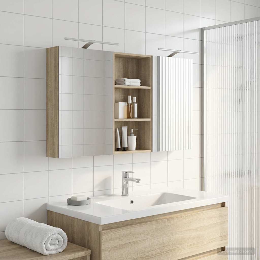 Badezimmerschrank-Set 3 pcs 140 x 14,5 x 70 cm Holzwerkstoff