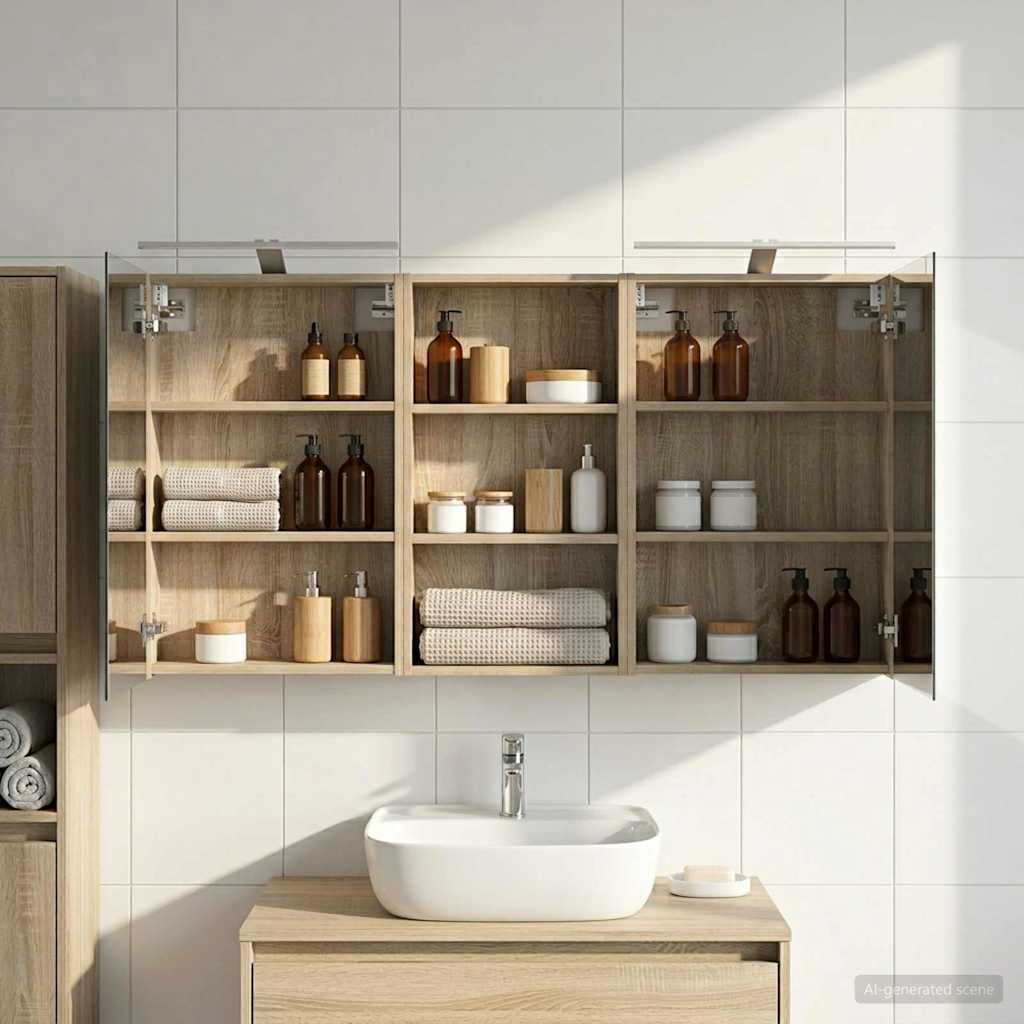 Badezimmerschrank-Set 3 pcs 140 x 14,5 x 70 cm Holzwerkstoff