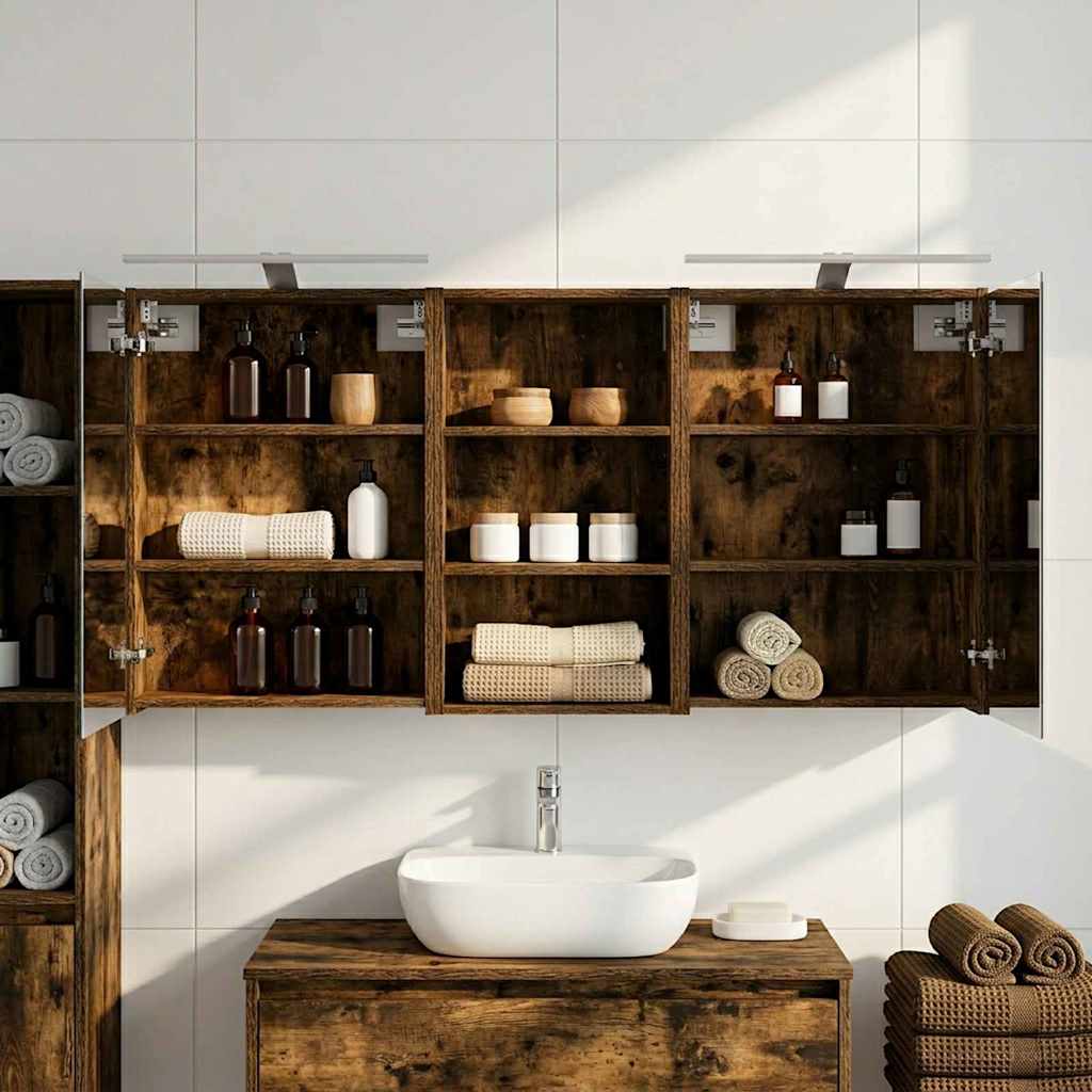 Badezimmerschrank-Set 3 pcs 140 x 14,5 x 70 cm Holzwerkstoff