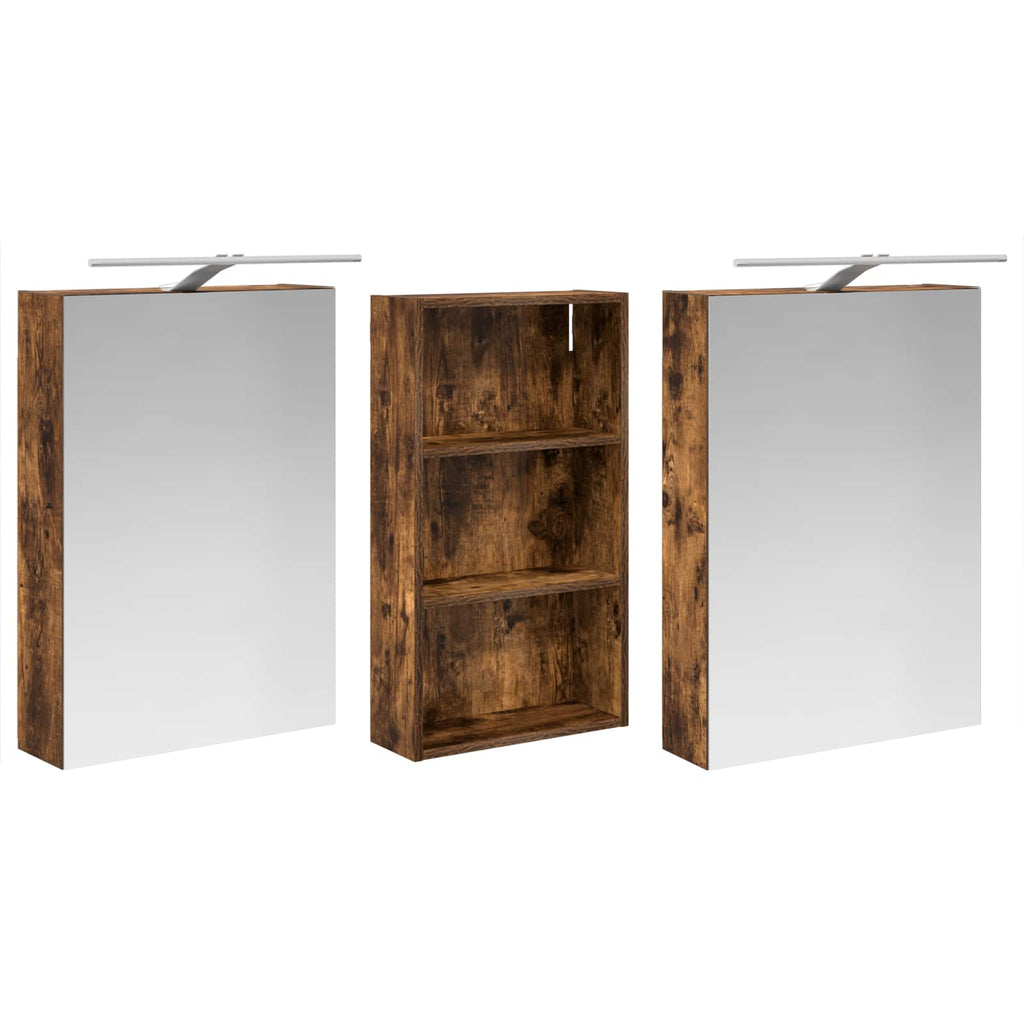 Badezimmerschrank-Set 3 pcs 140 x 14,5 x 70 cm Holzwerkstoff