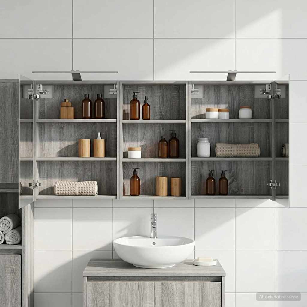 Badezimmerschrank-Set 3 pcs 140 x 14,5 x 70 cm Holzwerkstoff
