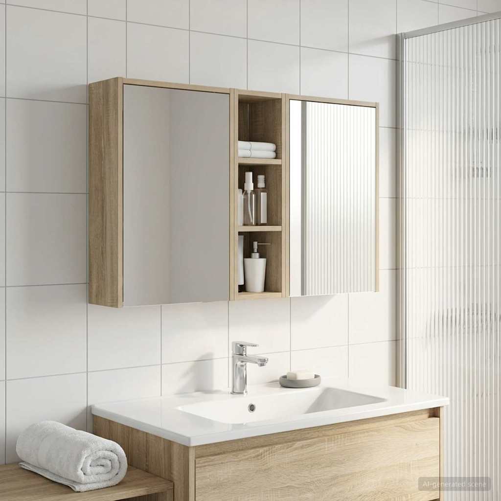 Badezimmerschrank-Set 3 pcs 106 x 16 x 62,5 cm Holzwerkstoff