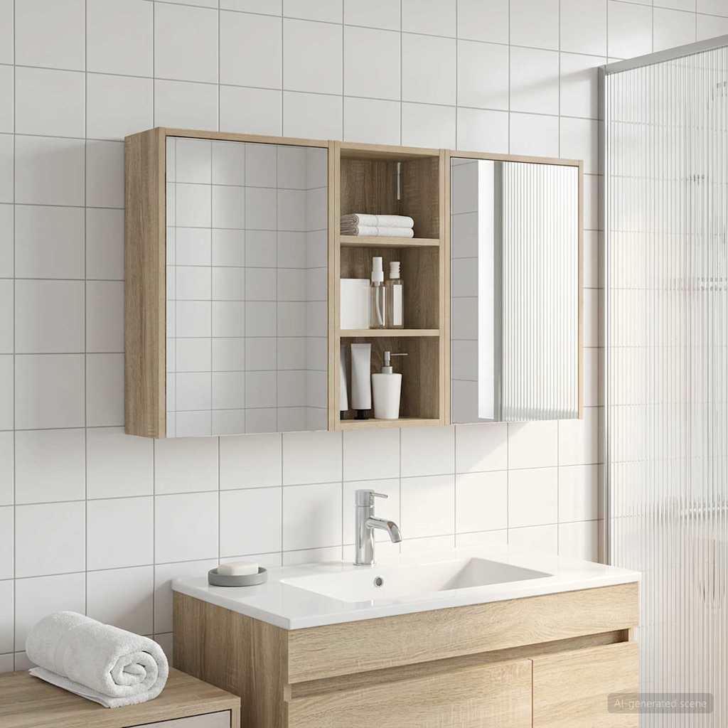 Badezimmerschrank-Set 3 pcs 116 x 16 x 62,5 cm Holzwerkstoff
