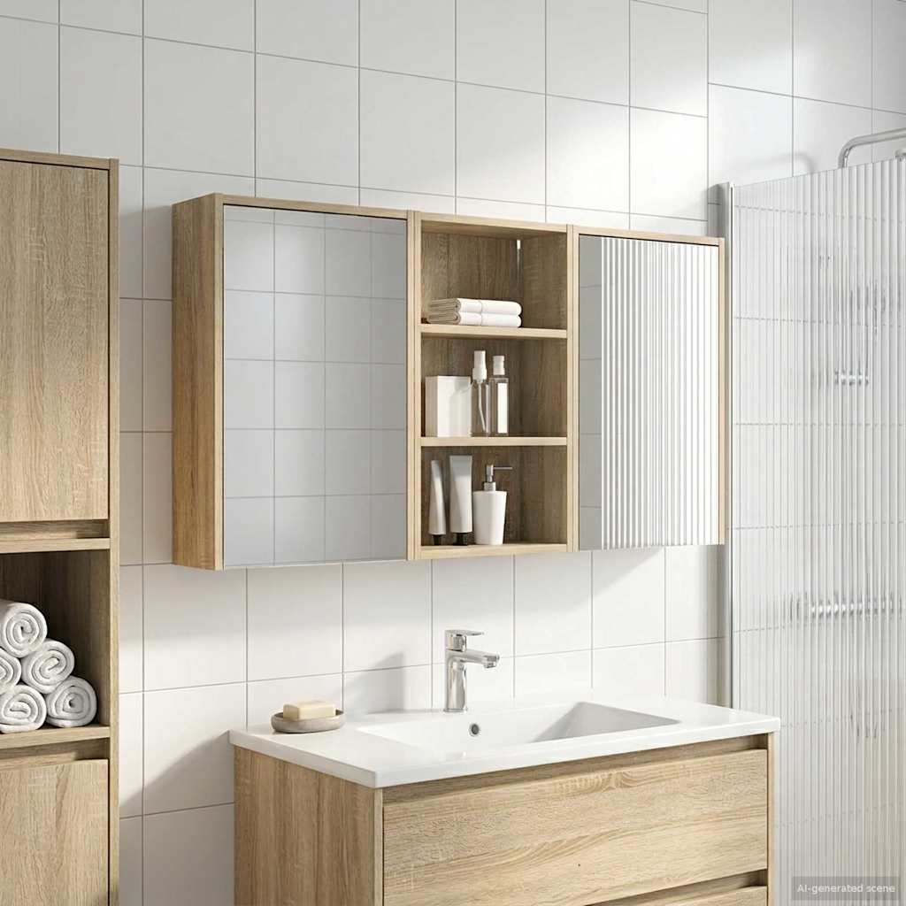 Badezimmerschrank-Set 3 pcs 126 x 16 x 62,5 cm Holzwerkstoff