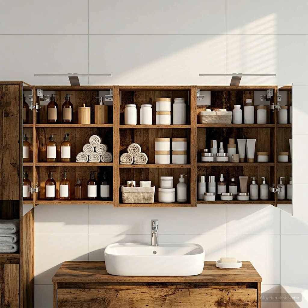Badezimmerschrank-Set 3 pcs 126 x 16 x 62,5 cm Holzwerkstoff