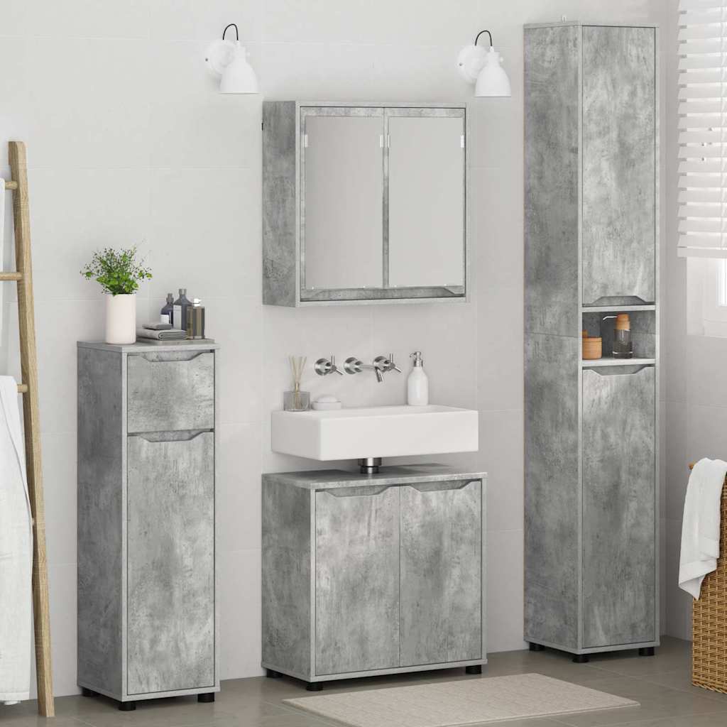 Badezimmermöbel-Set mit Regal 4 pcs Beton Grau Holzwerkstoff